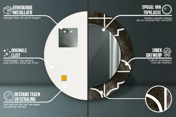 Kerek díszes tükör Antik csempe