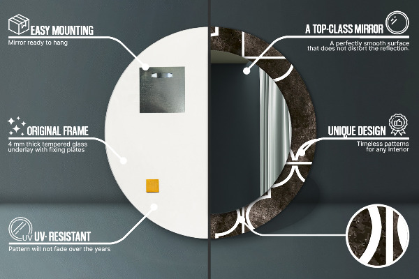 Kerek díszes tükör Antik csempe