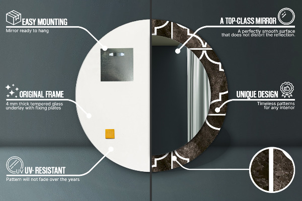 Kerek díszes tükör Antik csempe