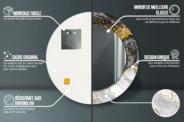 Kerek tükör díszítéssel Márvány és arany