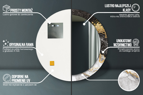 Kerek tükör díszítéssel Márvány és arany