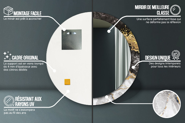 Kerek tükör díszítéssel Márvány és arany