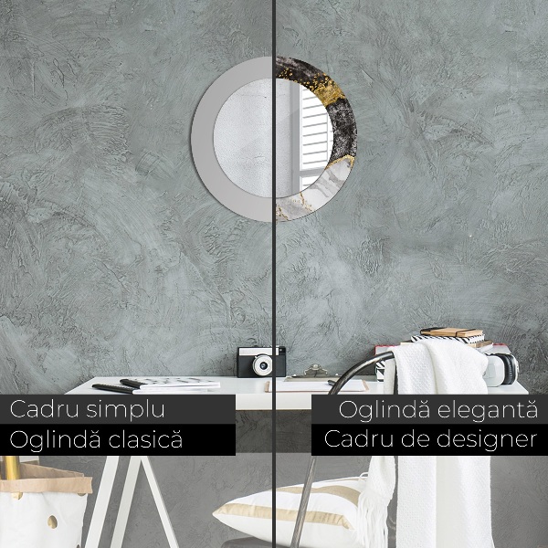 Kerek tükör díszítéssel Márvány és arany