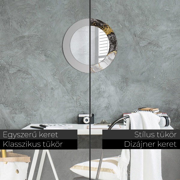 Kerek tükör díszítéssel Márvány és arany