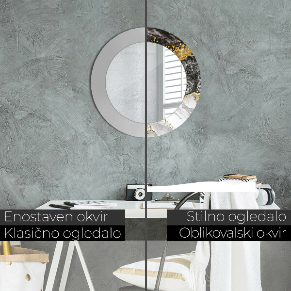 Kerek tükör díszítéssel Márvány és arany