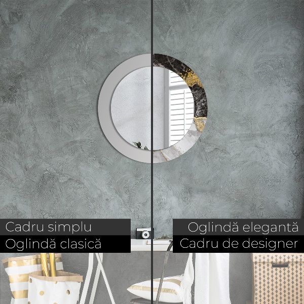 Kerek tükör díszítéssel Márvány és arany