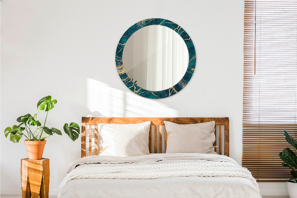 Kerek dísztükör Zöld malachit márvány