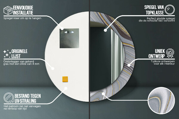 Kerek díszes tükör Szürke márvány