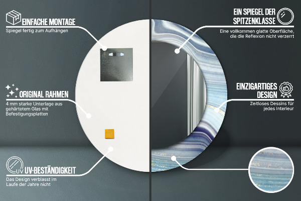 Kerek tükör fali dísz Kék márvány