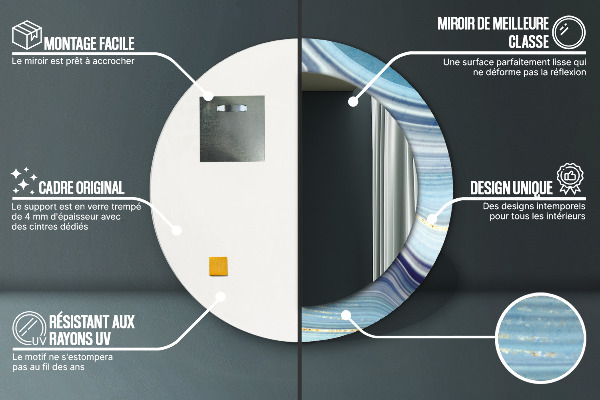 Kerek tükör fali dísz Kék márvány