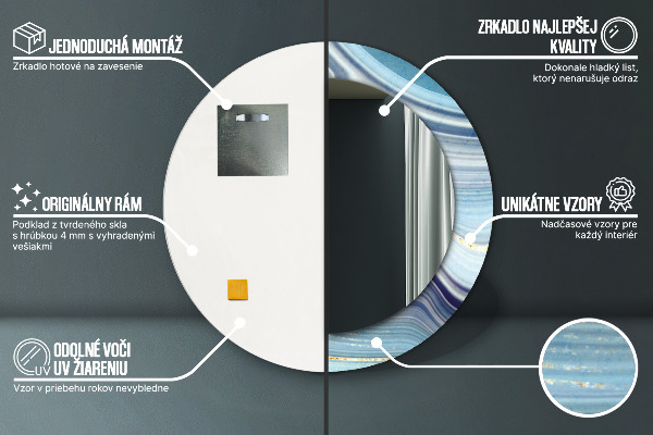 Kerek tükör fali dísz Kék márvány