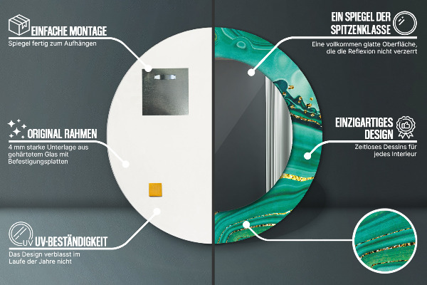 Kerek dísztükör Achát jáspis márvány