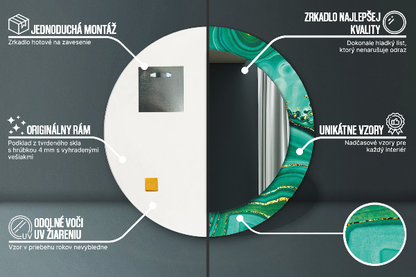 Kerek dísztükör Achát jáspis márvány