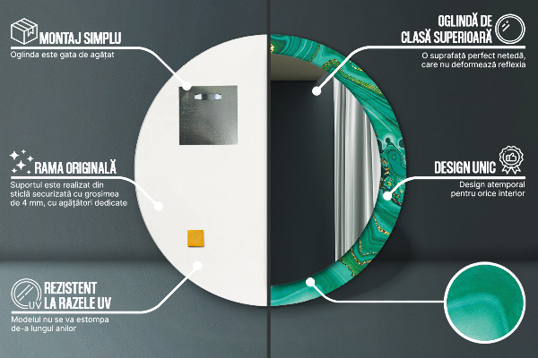 Kerek dísztükör Achát jáspis márvány