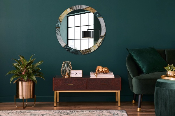 Kerek díszes tükör Márvány achát és arany