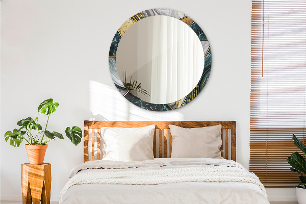 Kerek díszes tükör Márvány achát és arany