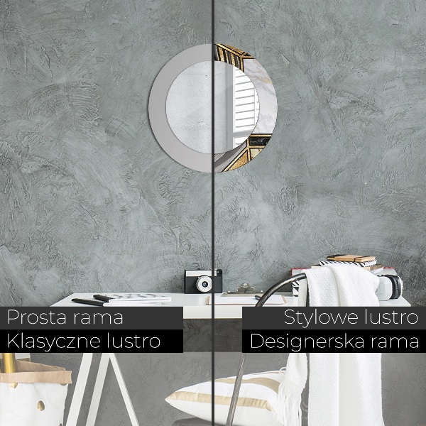 Kerek díszes tükör Márvány achát és arany