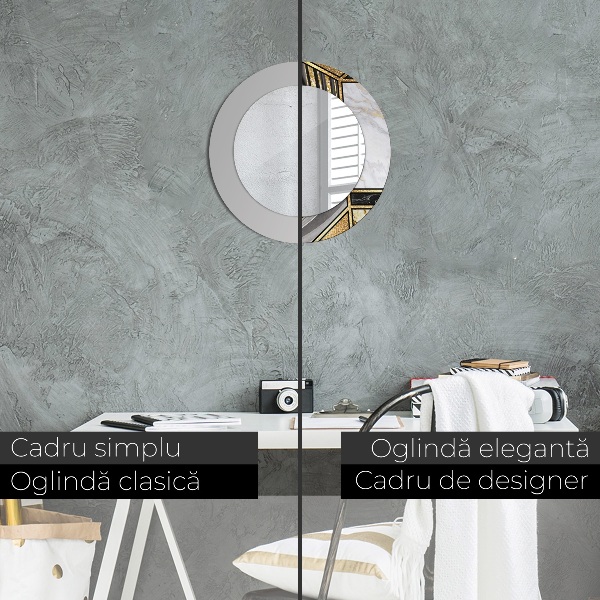 Kerek díszes tükör Márvány achát és arany