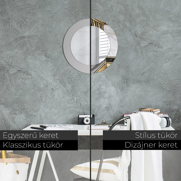 Kerek díszes tükör Márvány achát és arany