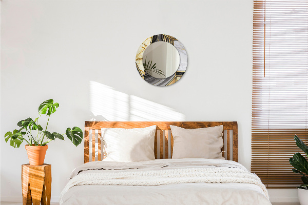 Kerek díszes tükör Márvány achát és arany