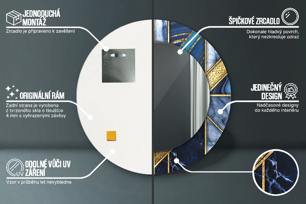 Kerek tükör fali dísz Modern márvány