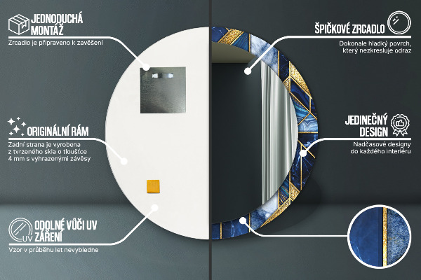 Kerek tükör fali dísz Modern márvány