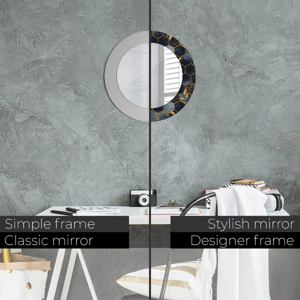 Kerek tükör nyomtatott kerettel Márvány hatszög