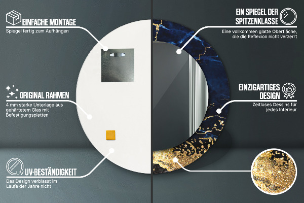 Kerek dísztükör Kék márvány