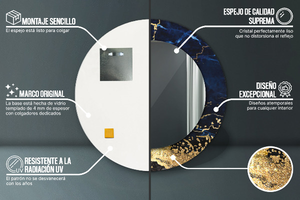 Kerek dísztükör Kék márvány