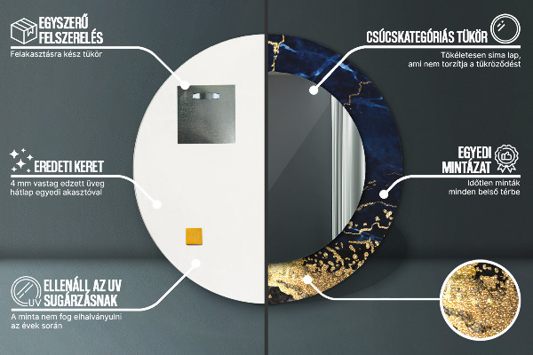 Kerek dísztükör Kék márvány