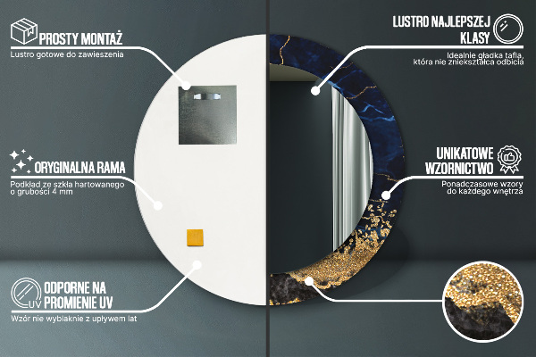 Kerek dísztükör Kék márvány