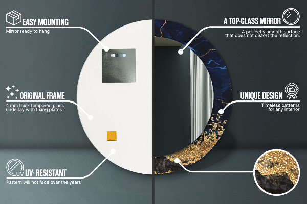 Kerek dísztükör Kék márvány