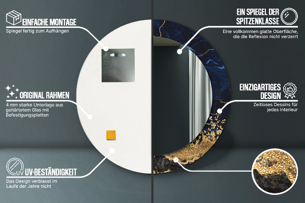 Kerek dísztükör Kék márvány