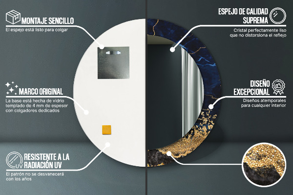 Kerek dísztükör Kék márvány