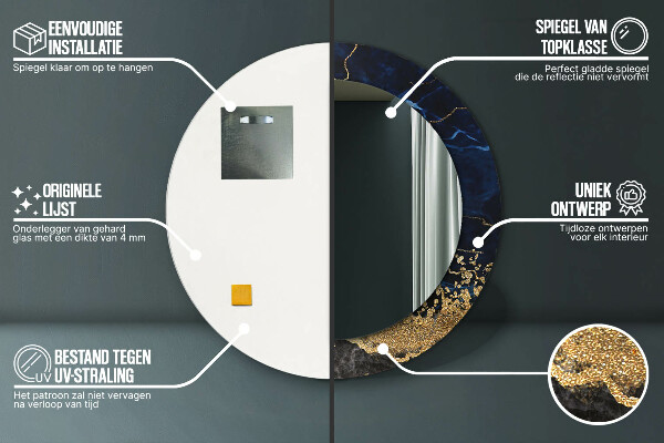 Kerek dísztükör Kék márvány