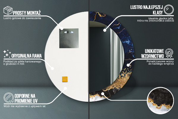 Kerek dísztükör Kék márvány