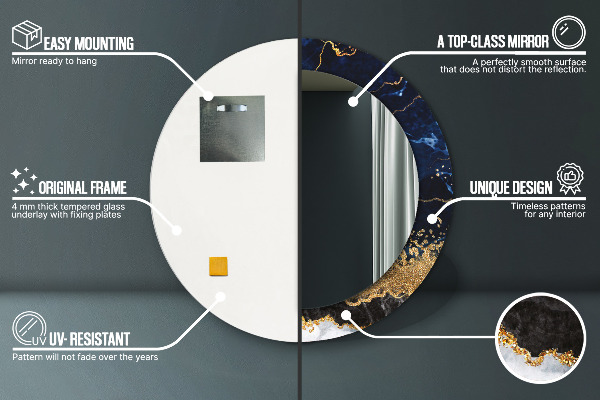 Kerek dísztükör Kék márvány