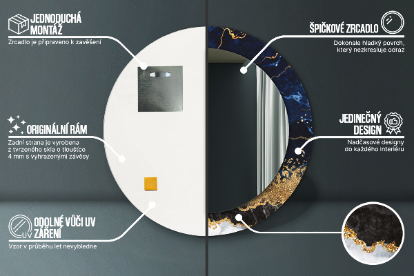 Kerek dísztükör Kék márvány