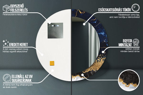 Kerek dísztükör Kék márvány