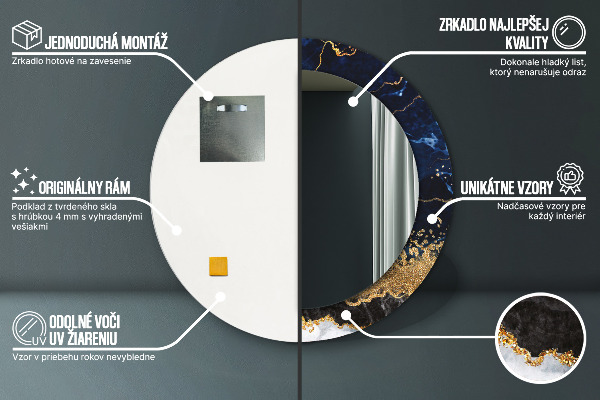 Kerek dísztükör Kék márvány