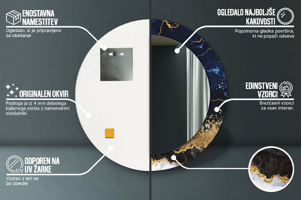 Kerek dísztükör Kék márvány