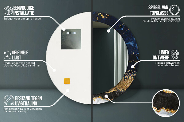 Kerek dísztükör Kék márvány