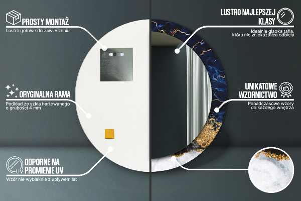 Kerek dísztükör Kék márvány