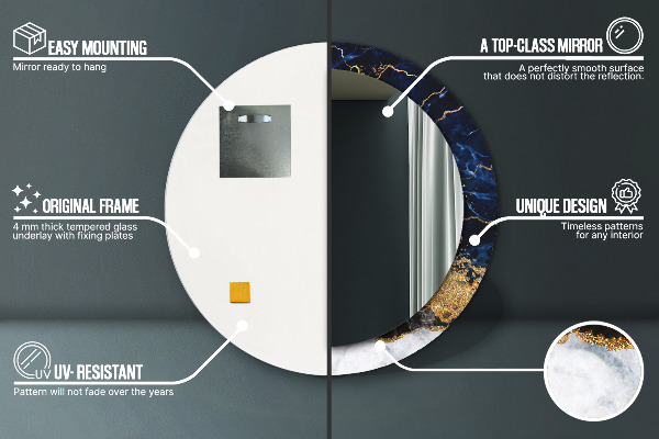 Kerek dísztükör Kék márvány