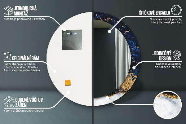 Kerek dísztükör Kék márvány