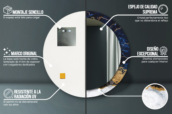 Kerek dísztükör Kék márvány