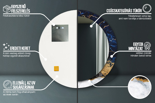 Kerek dísztükör Kék márvány