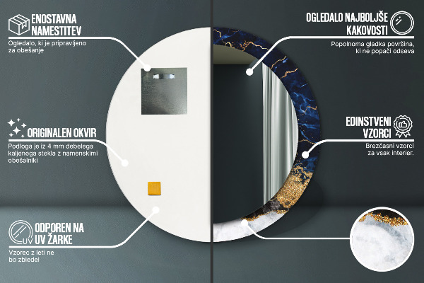 Kerek dísztükör Kék márvány