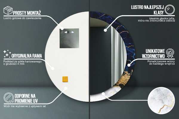 Kerek dísztükör Kék márvány