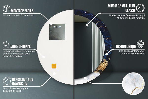 Kerek dísztükör Kék márvány